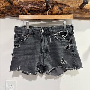 Divided Black Jean Shorts with Distressed Style